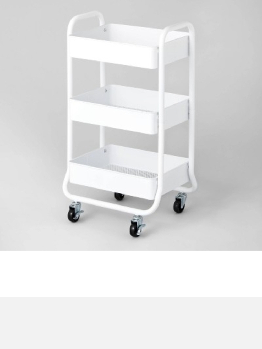 3-Tier White Rolling Storage Cart - Mobile Organizer
